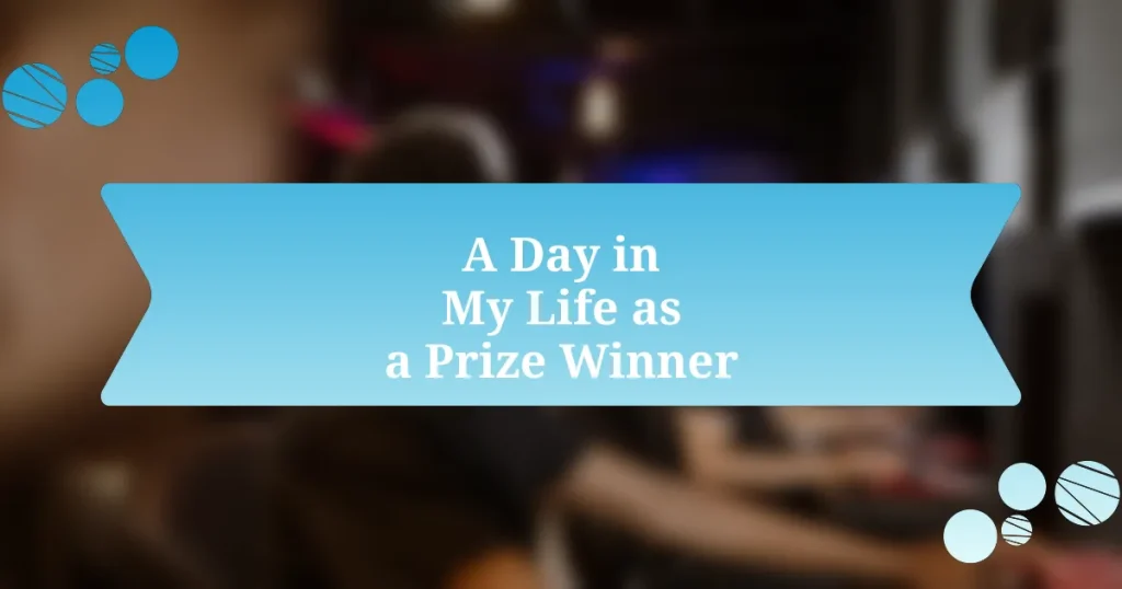 A Day in My Life as a Prize Winner