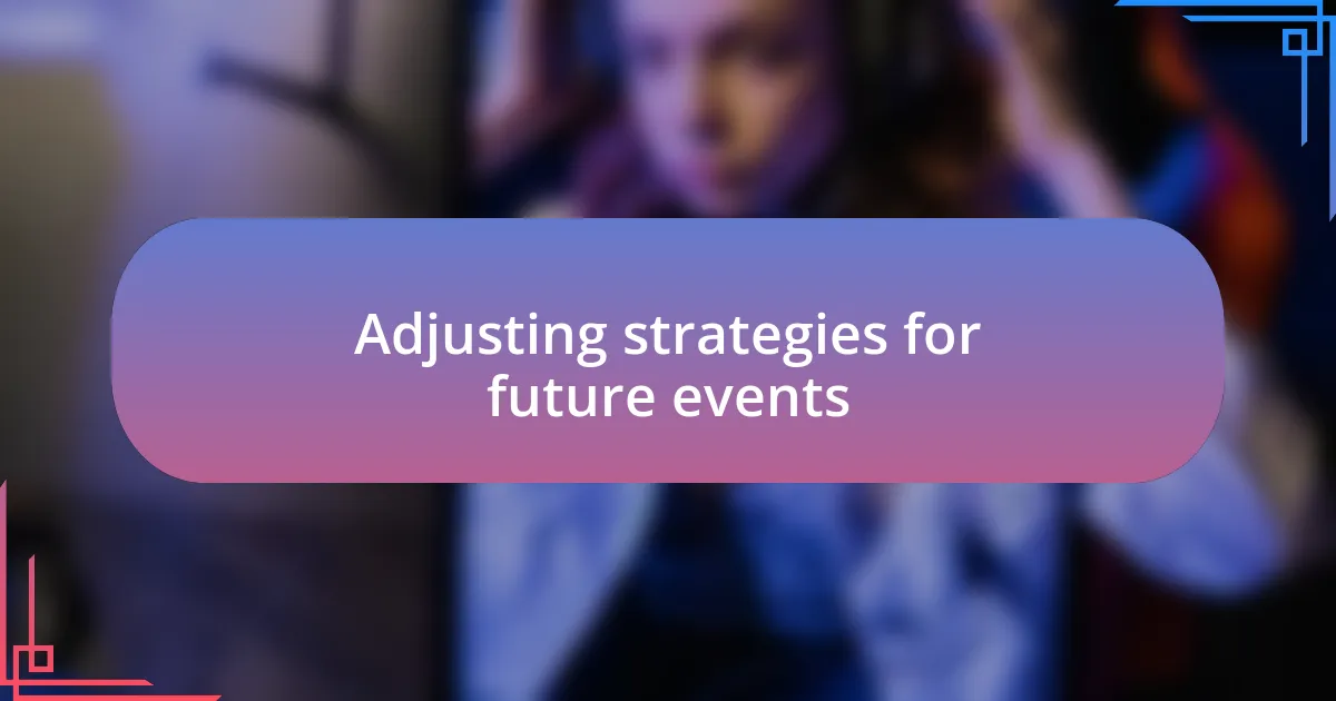 Adjusting strategies for future events